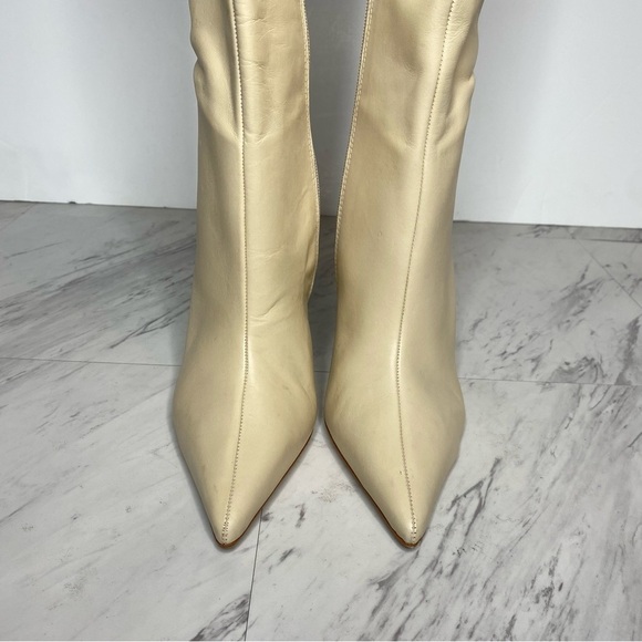 Schutz Asya Up Eggshell Leather Pointy Toe Wedge Tall Boot 8 1/2 B - Picture 14 of 16